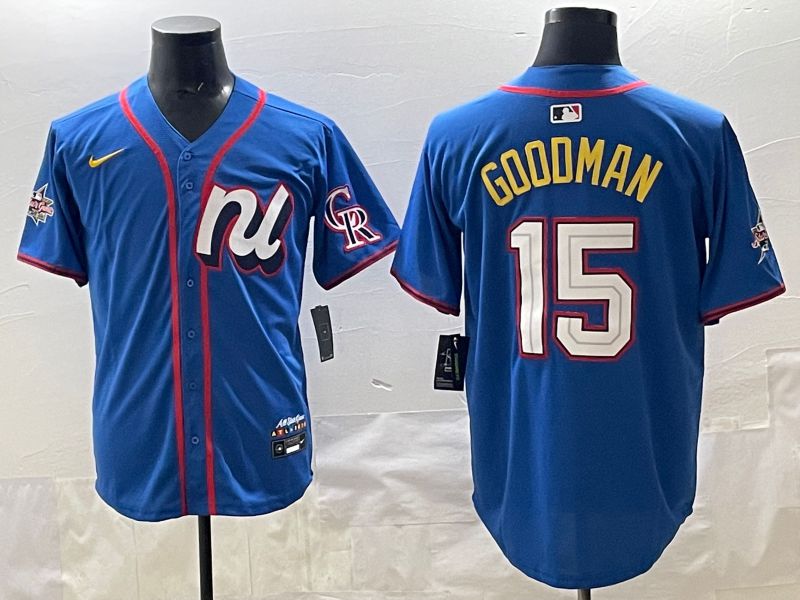 Men 2025 Colorado Rockies #15 Goodman Blue All star Nike MLB Jersey style 01->colorado rockies->MLB Jersey